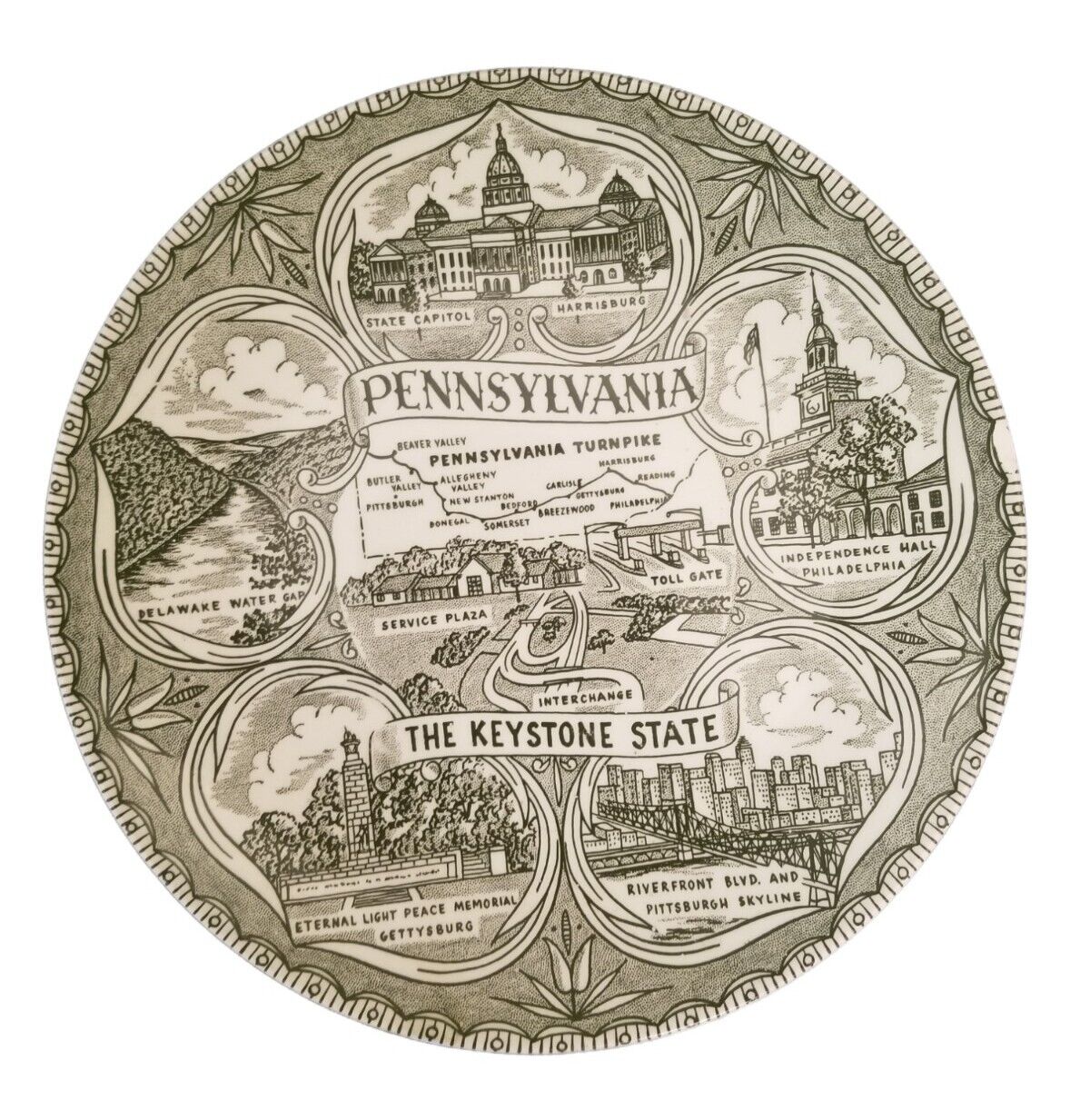 Vintage Pennsylvania The Keystone State Ceramic plate Beautiful & Rare