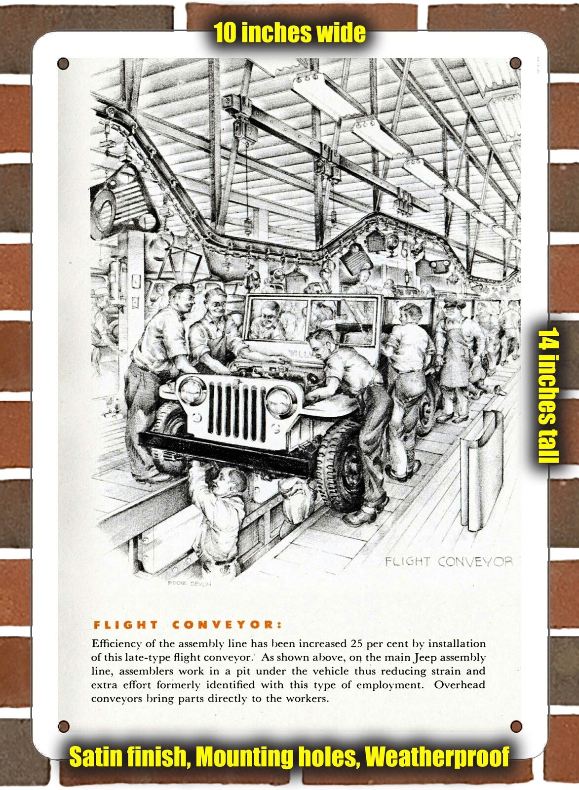 Metal Sign - 1948 Willys Jeep- 10x14 inches