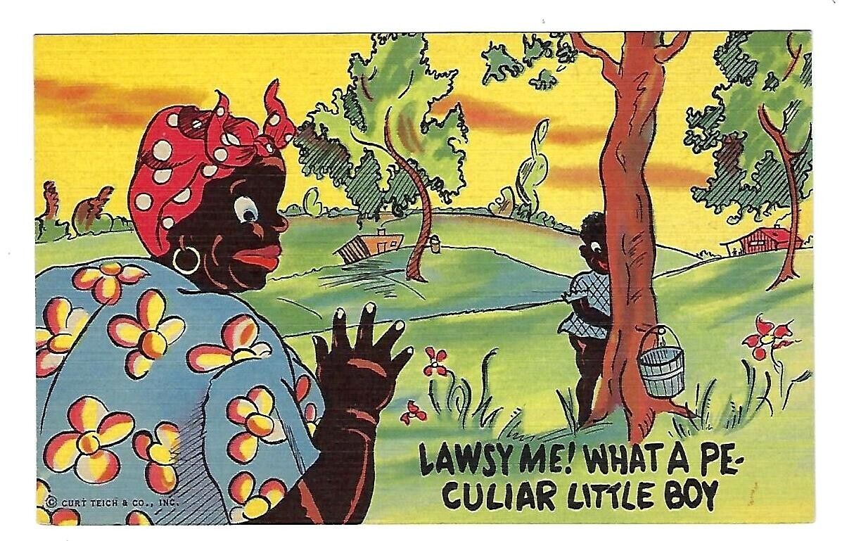 c1940's Curt Teich Co. Postcard Humor Hide & Seek, Linen Unused