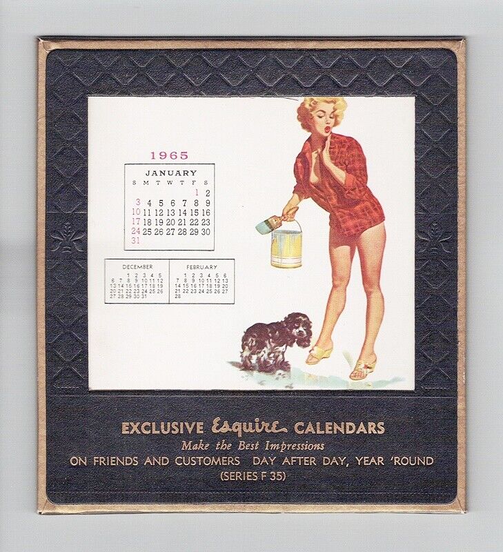 Esquire Pinup Desk Calendar 1965 Complete 12 Months Salesman Sample Leatherette