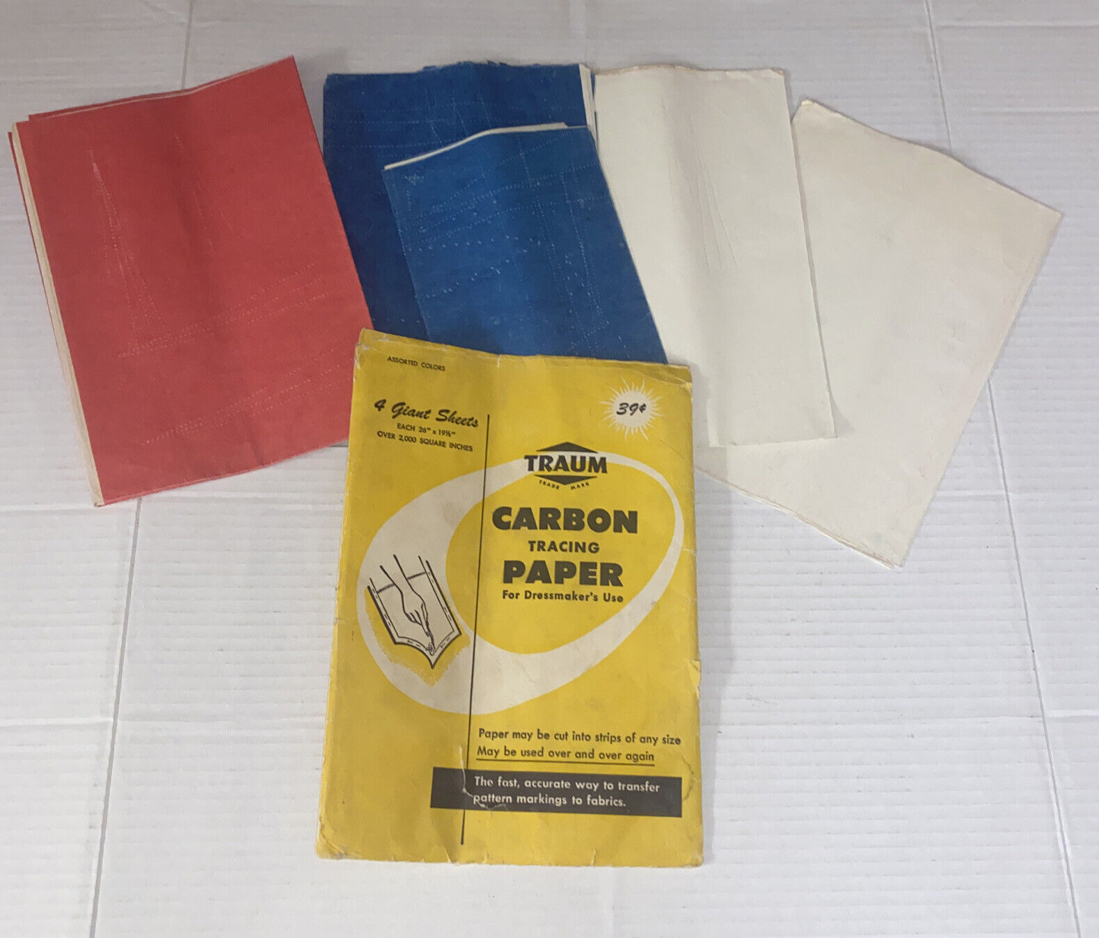 Vintage 1950s Traum Carbon Tracing Paper Dressmaker 4 Transfers 1956 MCM Prop