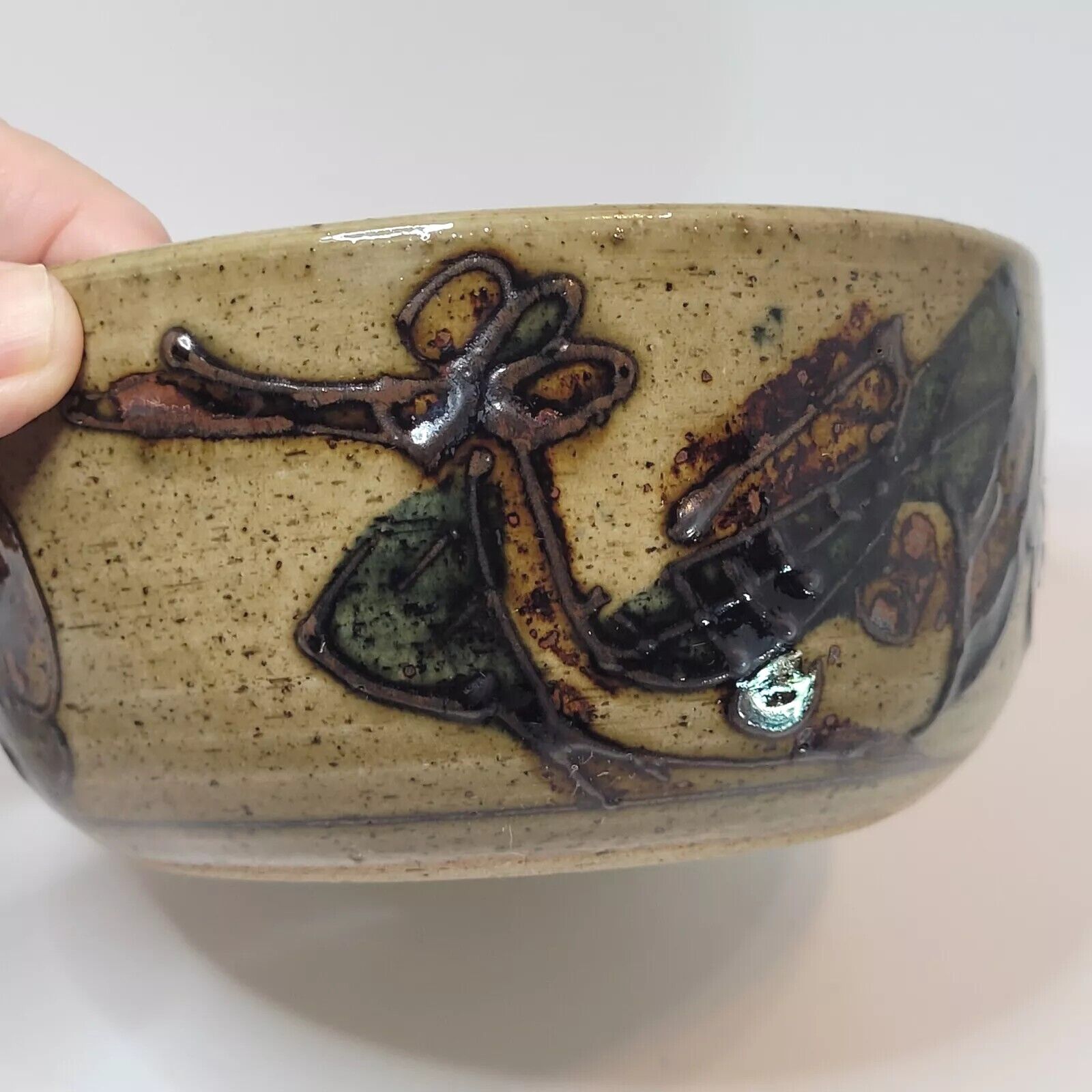 Vtg Otagiri OMC Japanese Art Pottery Decorative Bowl Succulents/Plants MCM 3x5