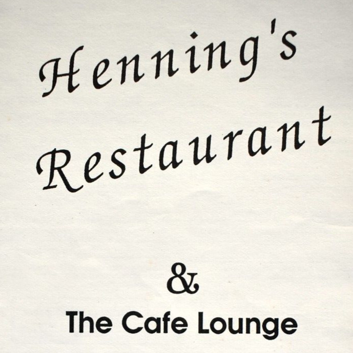 Vintage 1990s Henning\'s Restaurant Cafe Lounge Menu Lebanon Kentucky