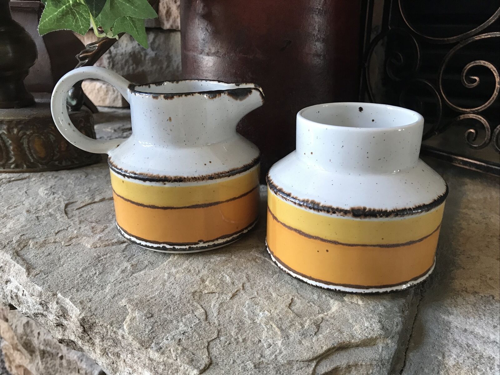 Mid Century Sugar Bowl And Creamer Set Vintage England Midwinter Stoneware Rare