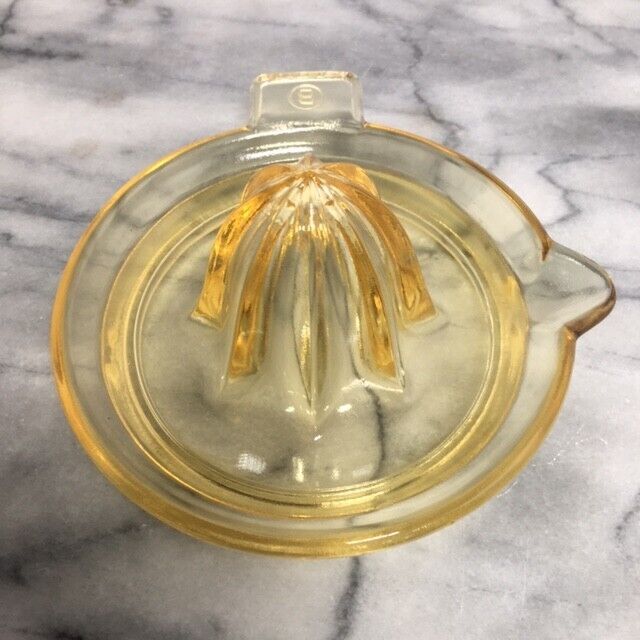 Vintage Edna Barnes Yellow Clear Glass Citrus Reamer Juicer