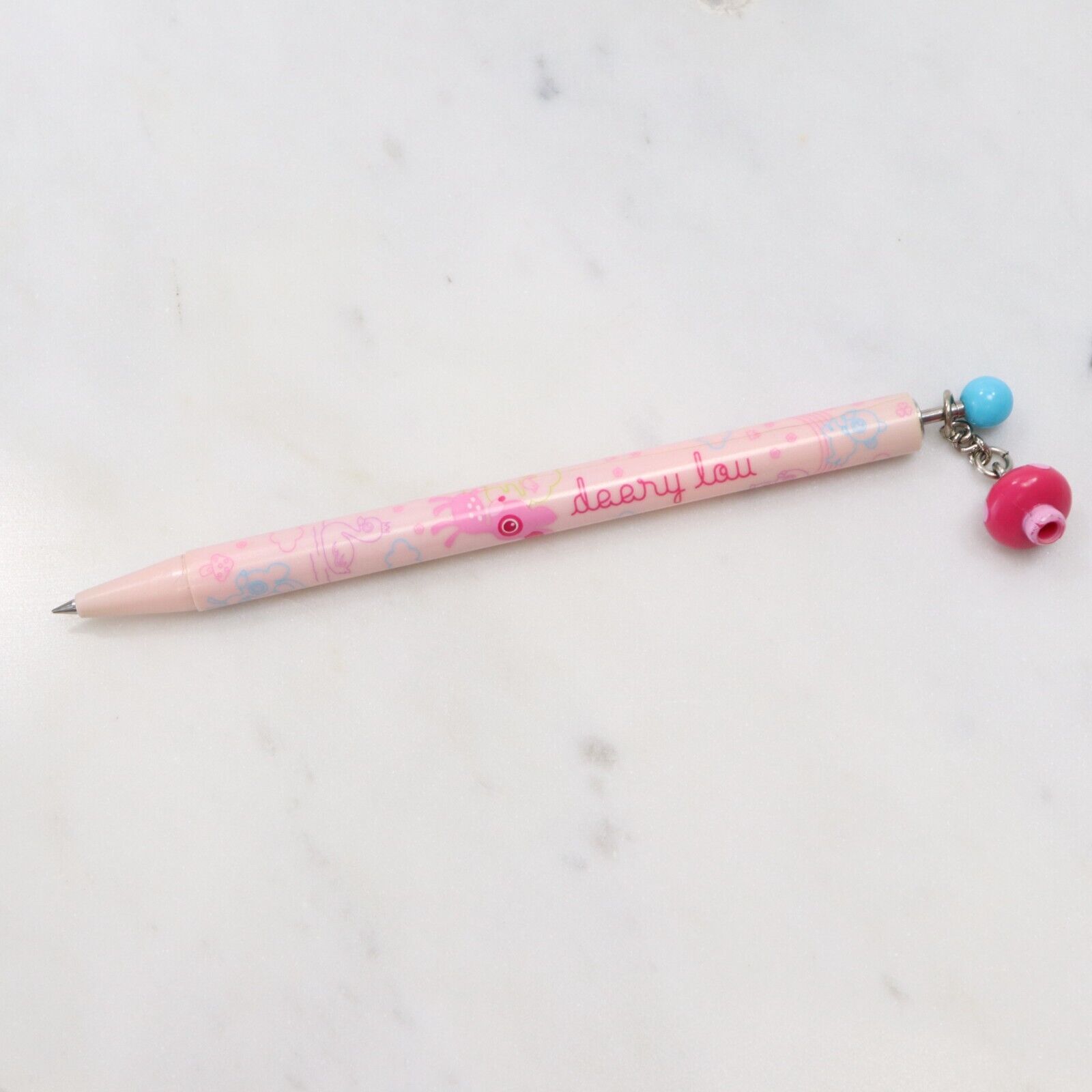 Vintage Sanrio Deery Lou Ballpoint Pen 0.5mm 2002-03 Pink Mushroom Charm New Ink
