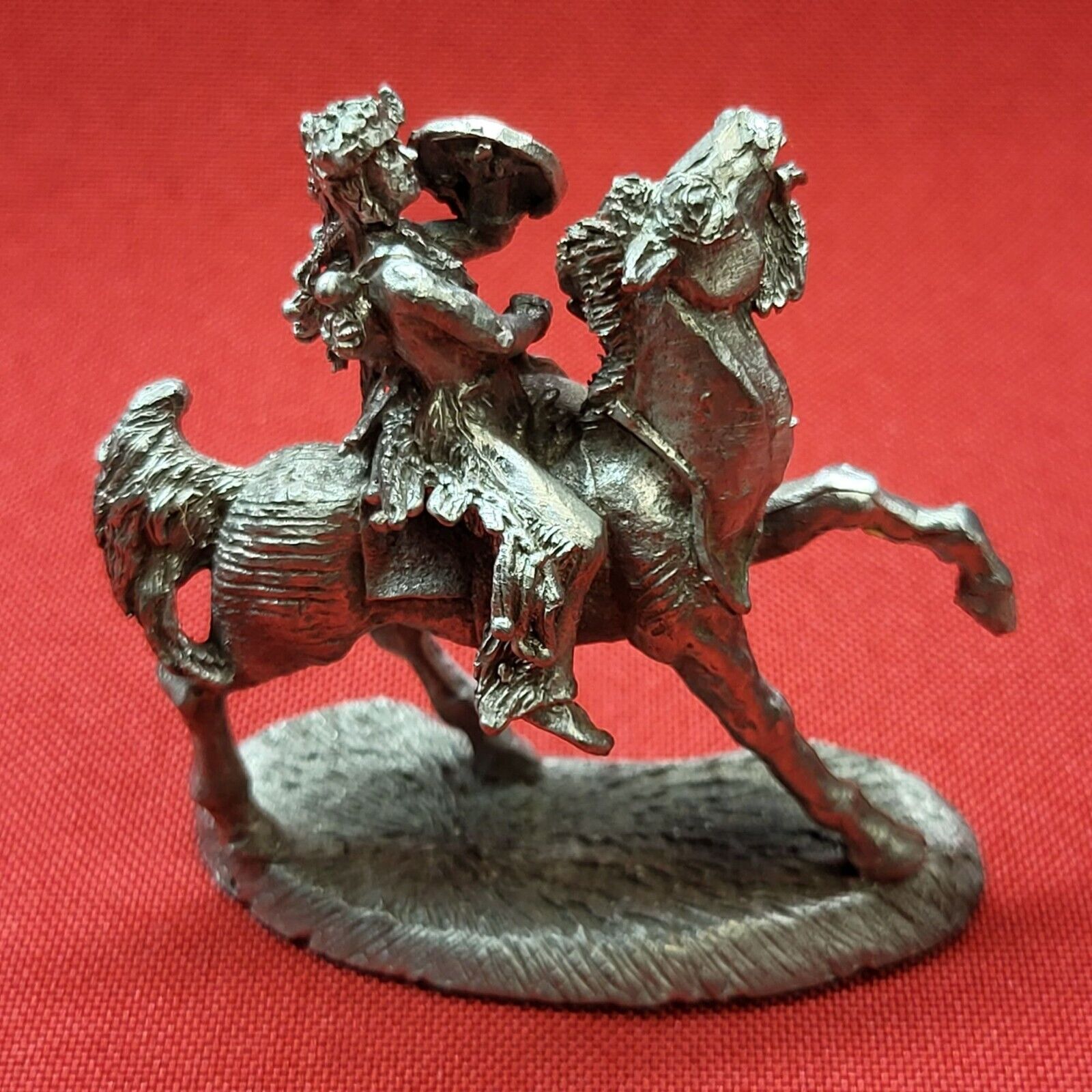 Vintage Spoontiques 3012 Pewter Miniature Indian Man on a Horse Figure