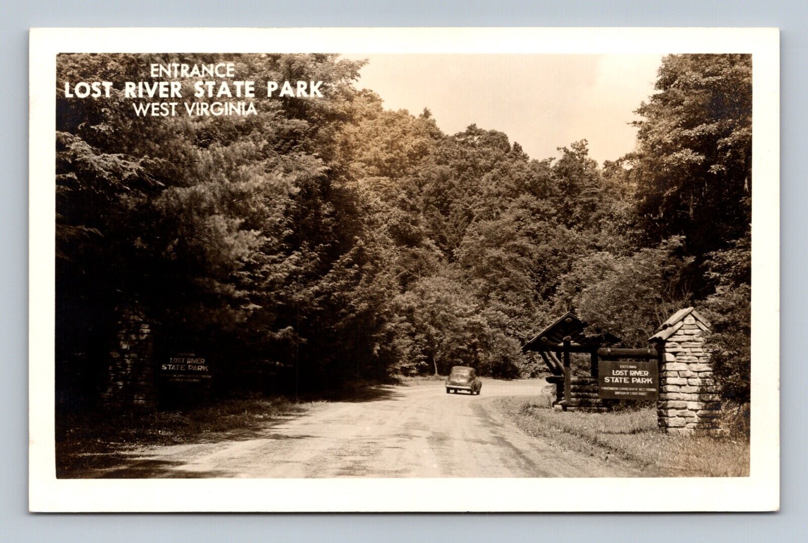 Entrance Lost River State Park West Virginia RPPC Postcard
