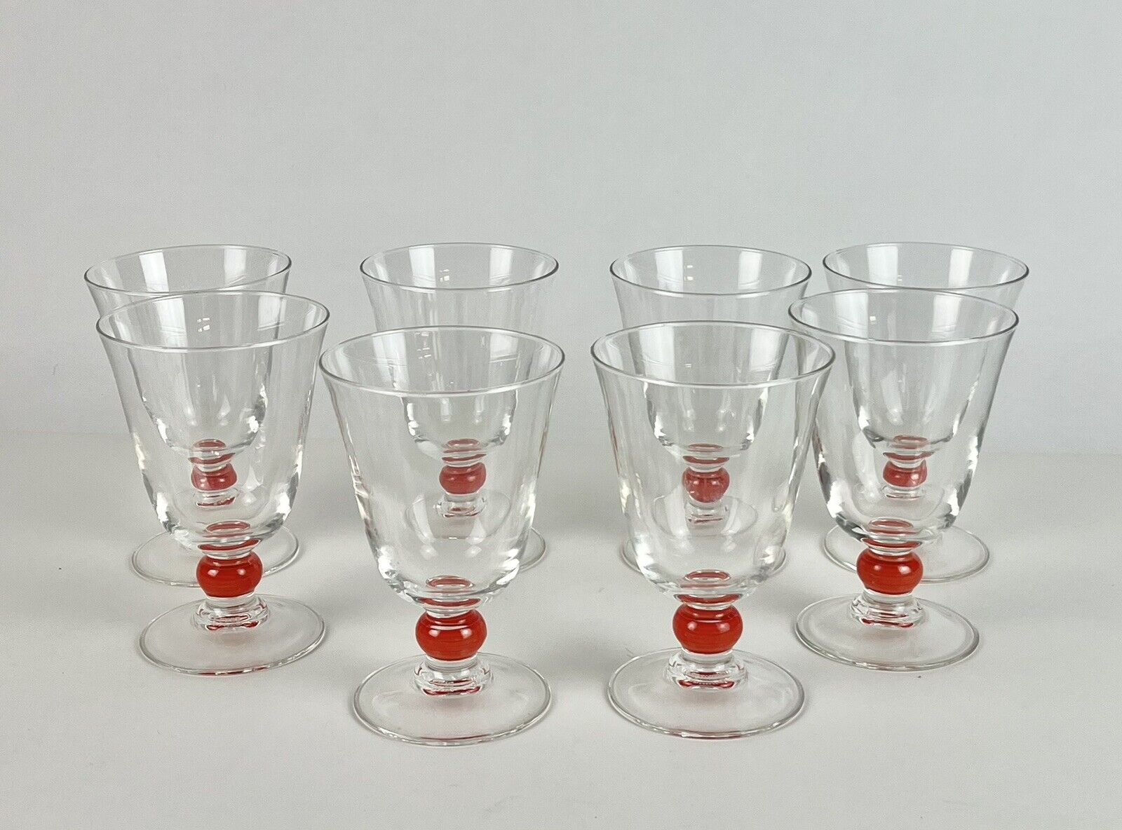 France Luminarc glasses footed tumblers Ball Set Of 8 Red Orange