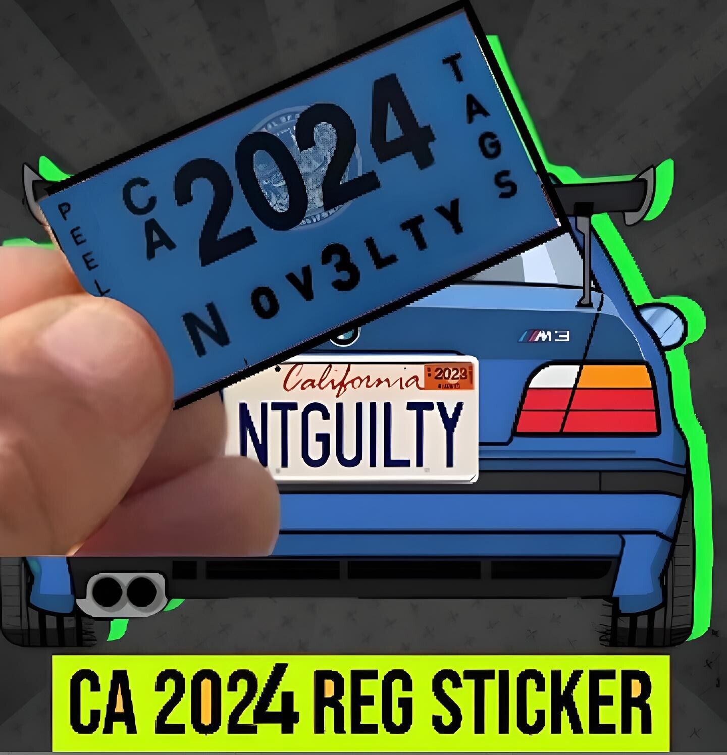 CA 2024 Dmv Blue Sticker ship  Reg Sticker Tag California Car License Ca Plate