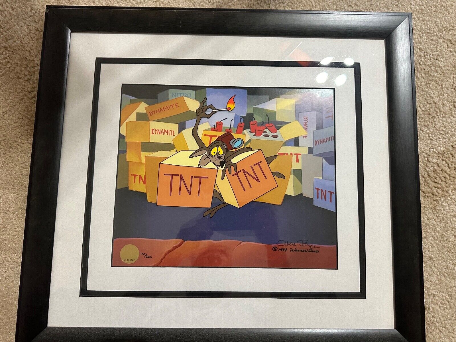 WARNER BROS LOONEY TUNES WILE E COYOTE LIMITED EDITION CEL SIGNED CHUCK JONES
