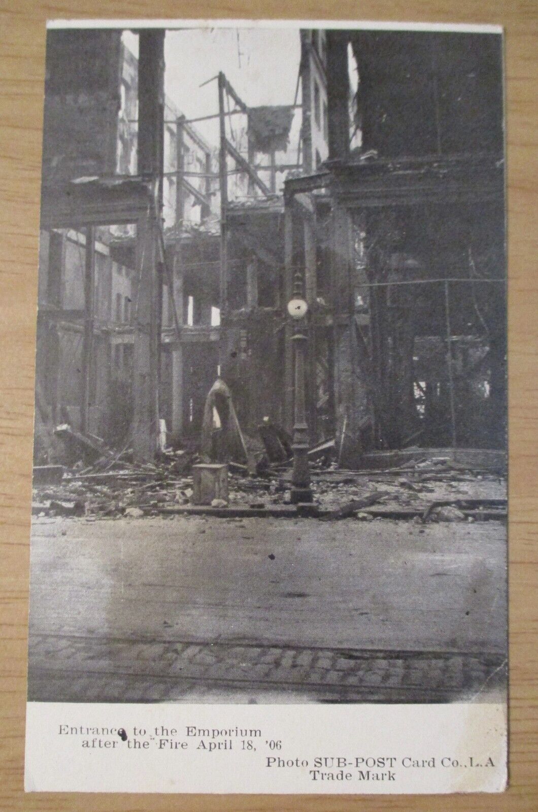ORIGINAL 1906 RPPC Postcard~EMPORIUM San Francisco EARTHQUAKE/Fire~POSTAL Card~