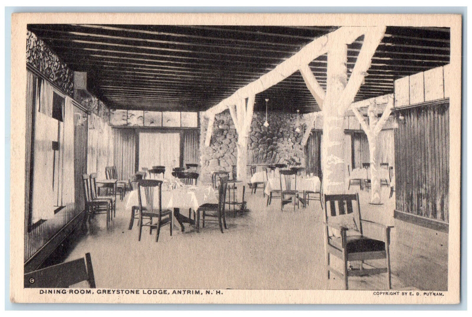 c1950's Dining Room Greystone Lodge Antrim New Hampshire NH Postcard