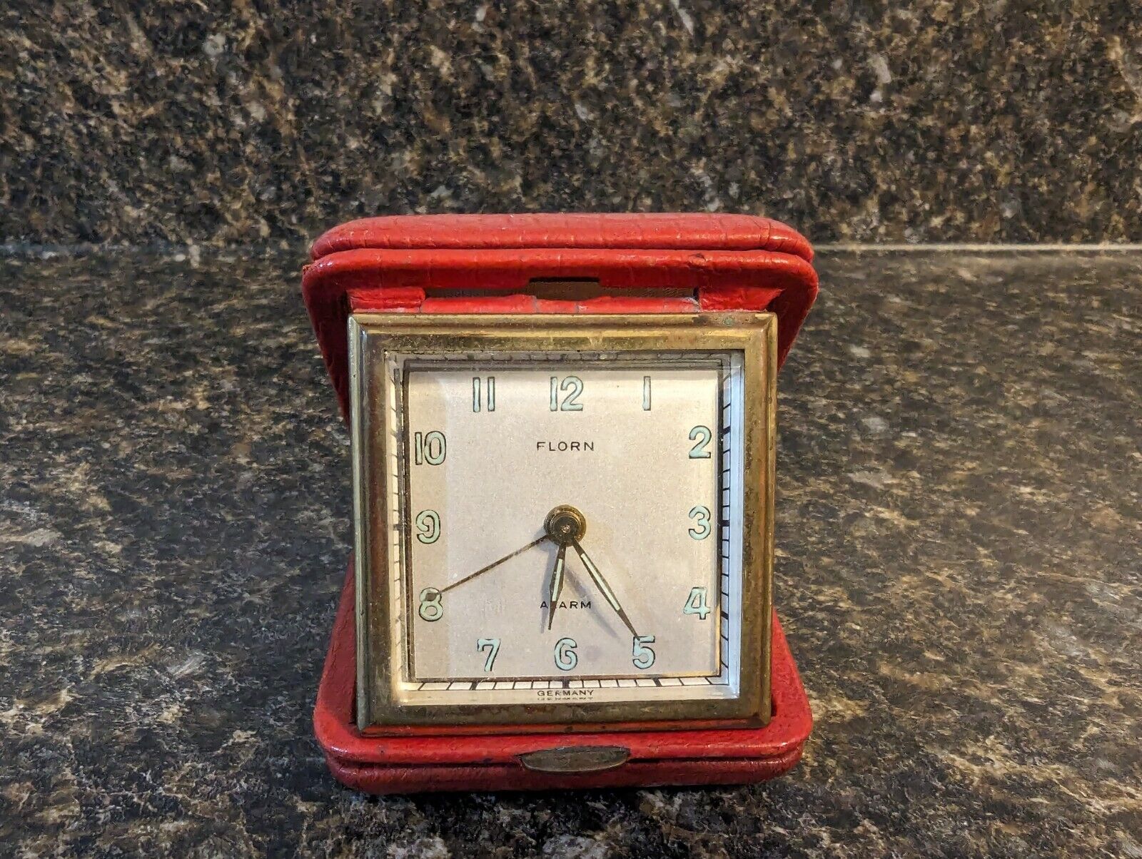 Vintage Florn Travel Alarm Clock - Red Case German
