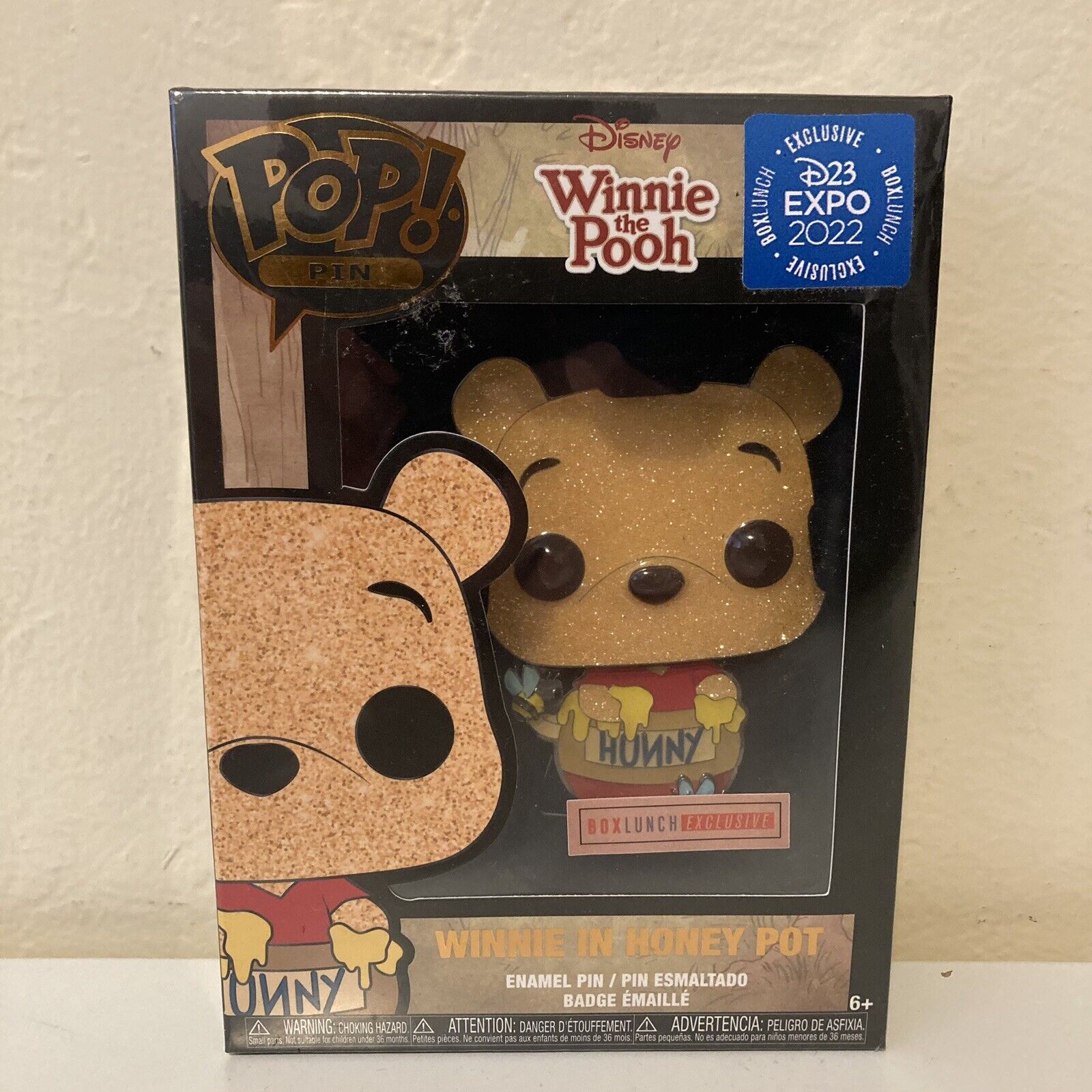 Funko Pop Disney Winne The Pooh in Honey Pot Box Lunch Expo 2022 Glitter Pin