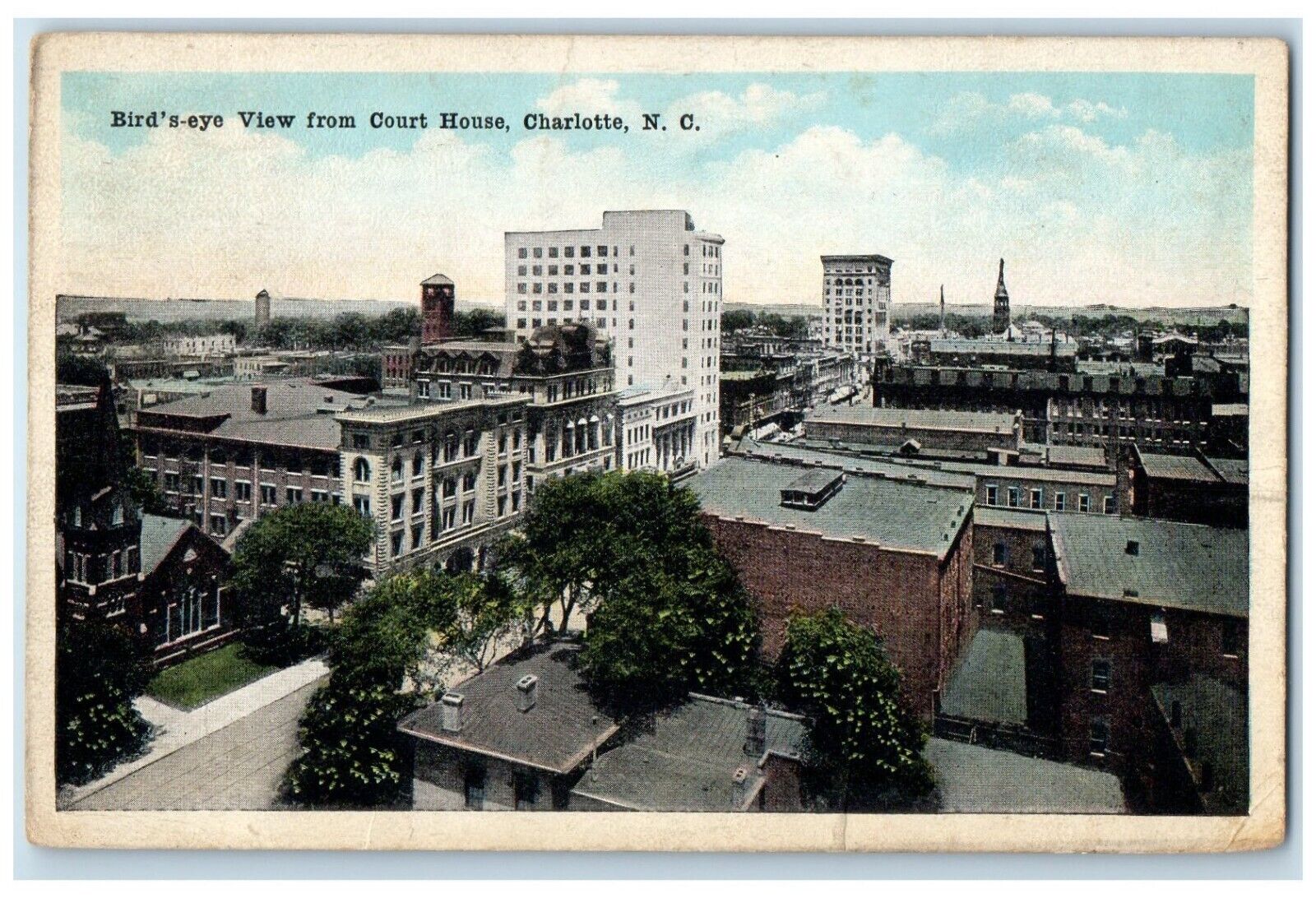 1918 Birds Eye View Court Home Buildings Charlotte North Carolina NC Postcard