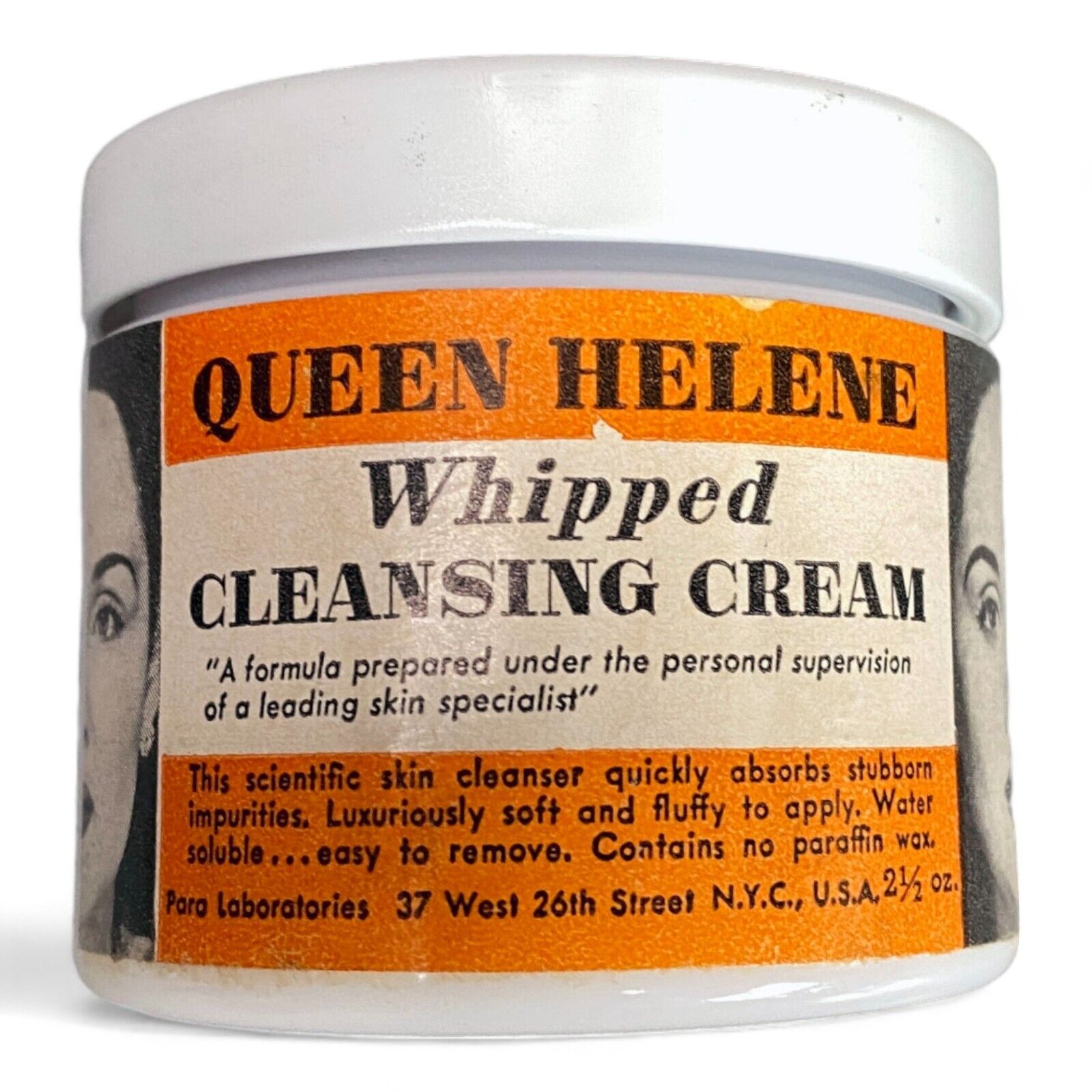 VINTAGE Queen Helene Whipped Cleansing Cream in Milk Glass Bottle 2.5 oz