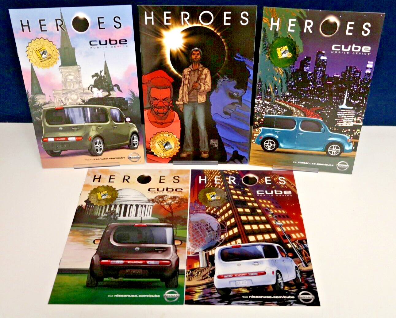 HEROES #3 W/ All 4 NISSAN CUBE Mobile Device Rare Promo comics SDCC Exclusives.