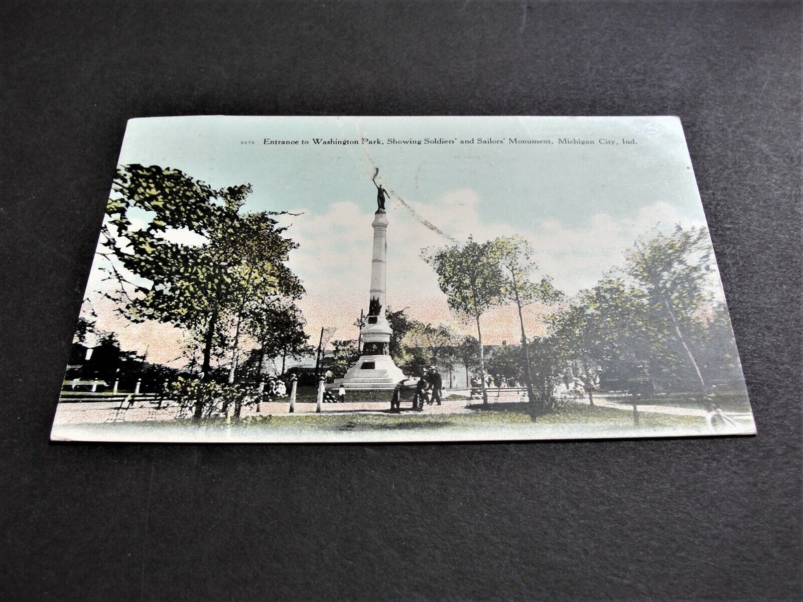 1908 Entrance in Washington Park, Michigan City- Ben Franklin, Postcard. RARE. 