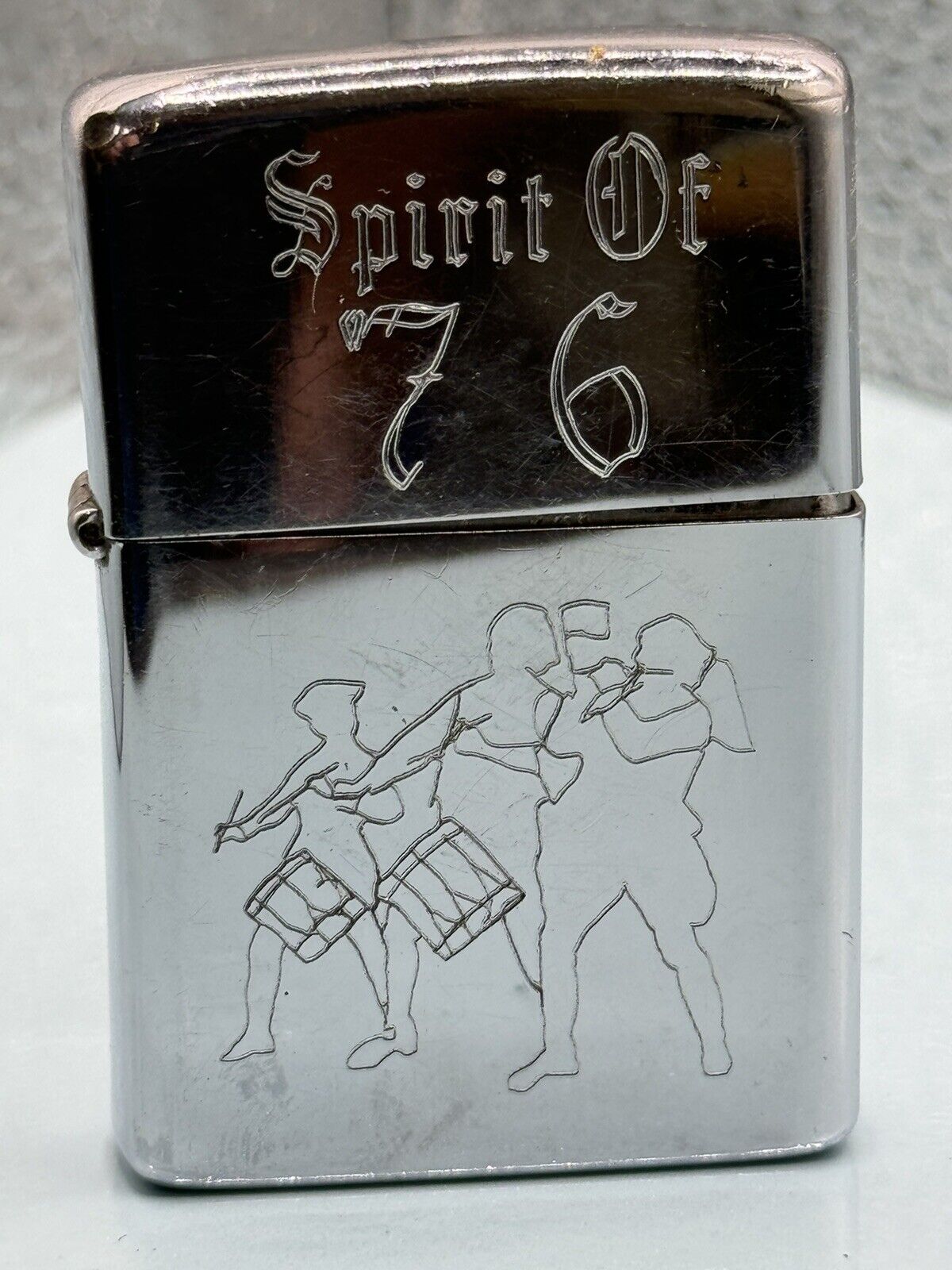 Vintage 1974 Spirit Of 76 Bicentennial Drummer HP Chrome Zippo Lighter