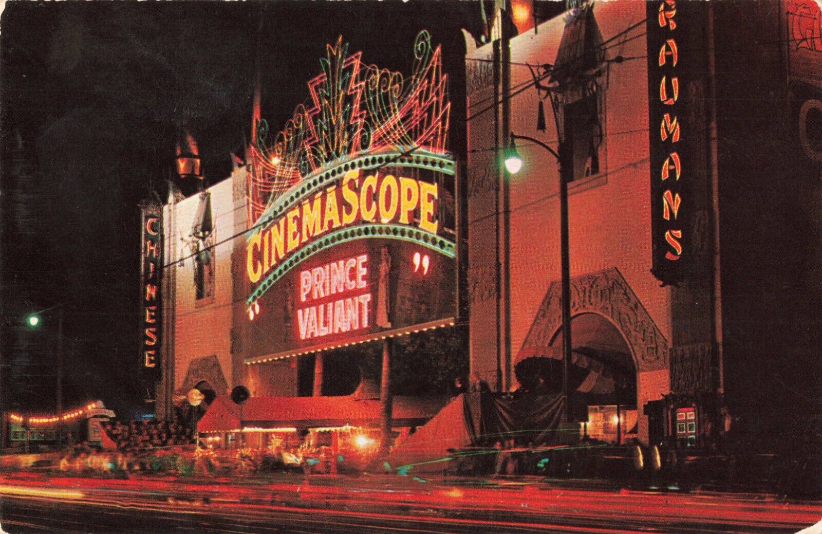 Hollywood CA, Grauman's Chinese Theatre CinemaScope Prince Valiant Vtg Postcard