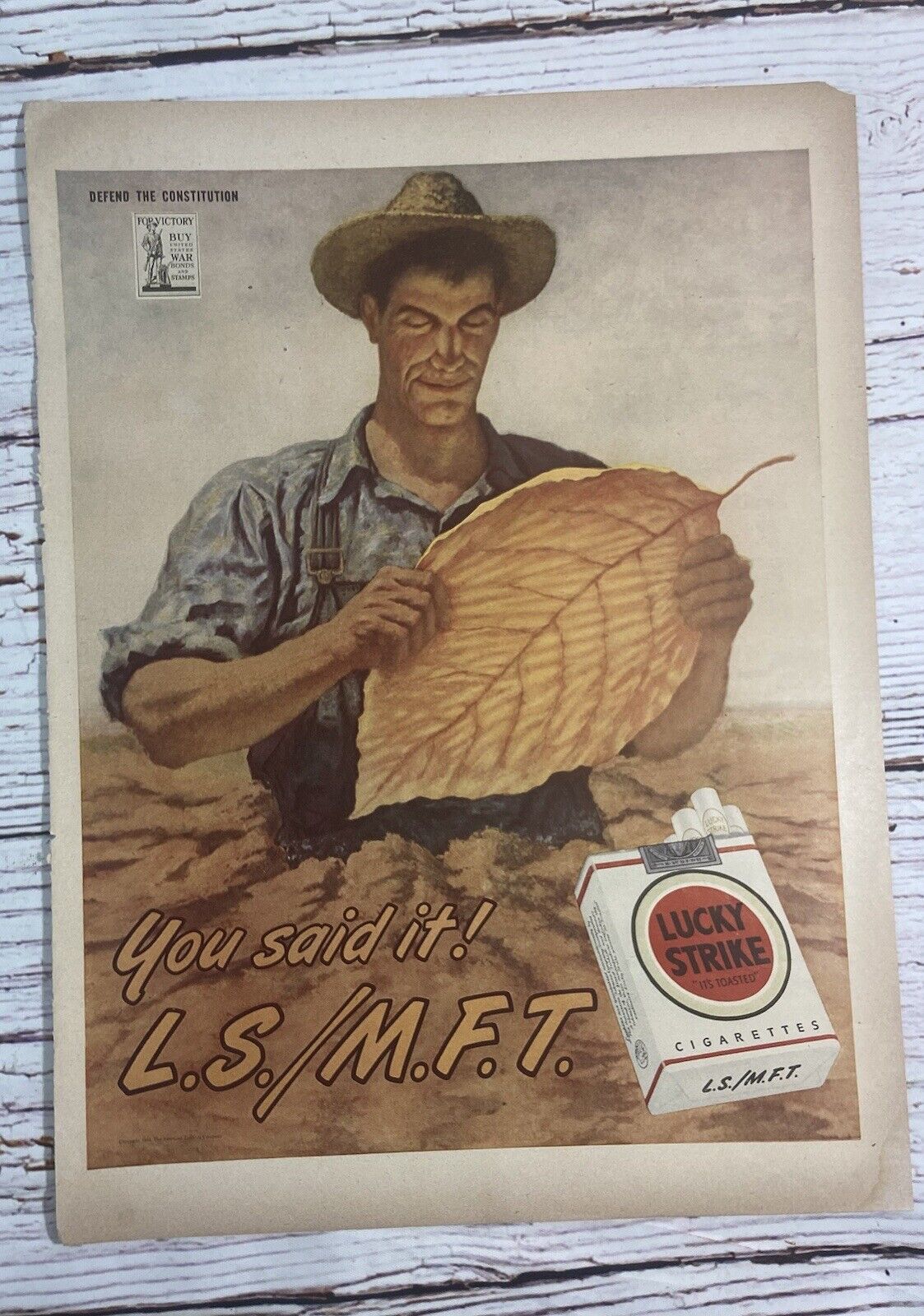 1945 Lucky Strike Cigarettes WWII War Bonds /SWAN SOAP Print Ads Life Magazine