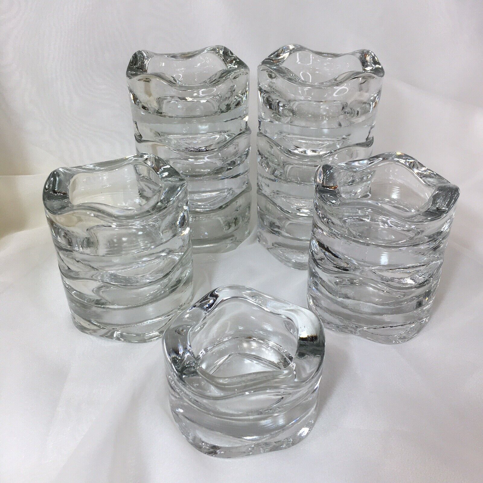 Stacking Art Glass Votive Candle Holder Set Of 11, Vintage, MCM, Collectible❤️