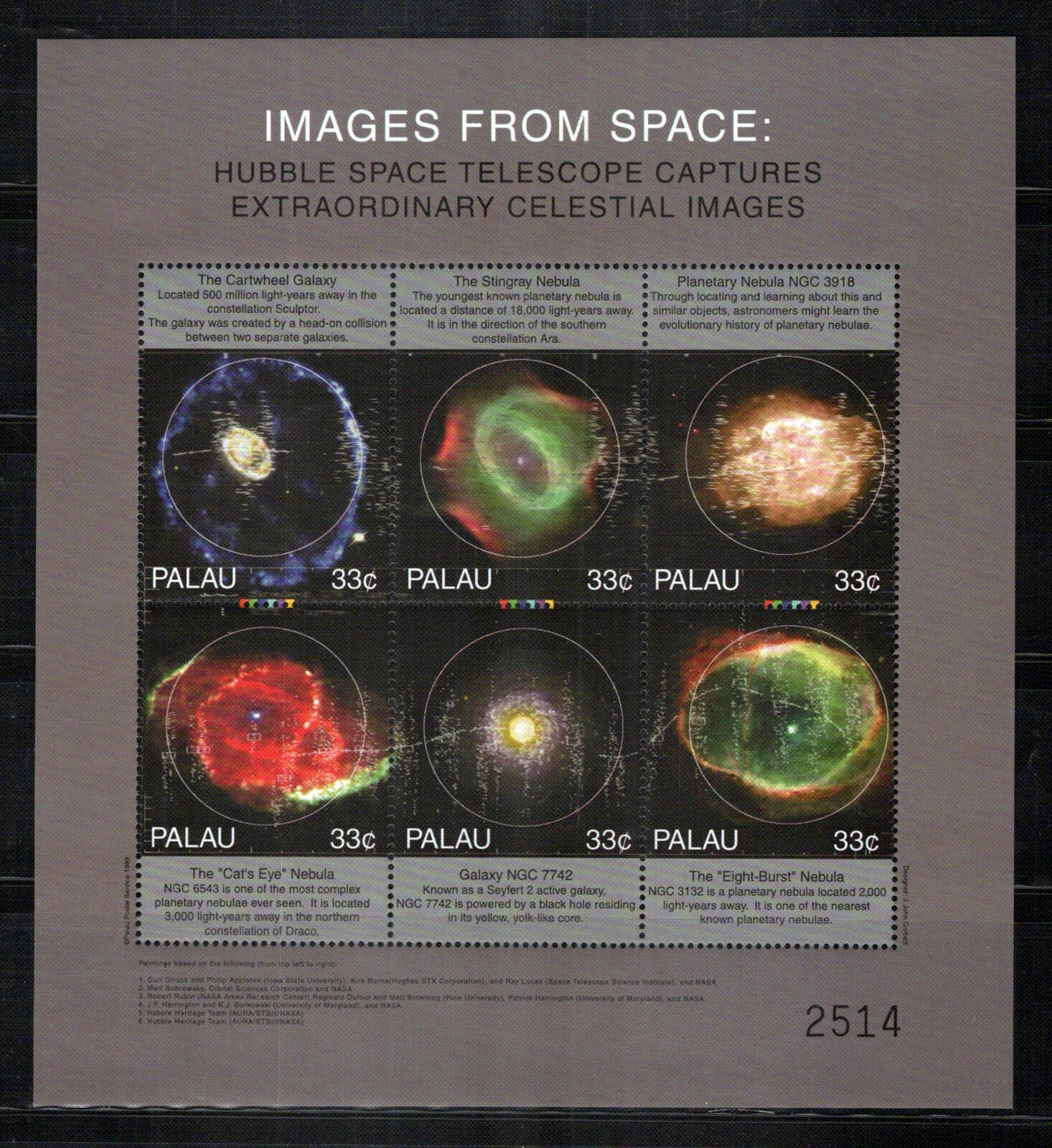 Palau 524-528 MNH Hubble Space Telescope Celestial Images ZAYIX 1223L0022A