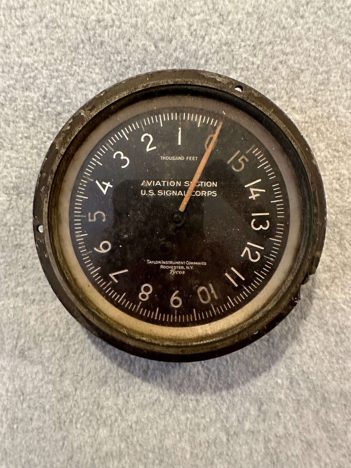 WW 1 US SIGNAL CORP ALTIMETER 15000 FT BY TEXAS INSTRUMENT MODEL 2081-A