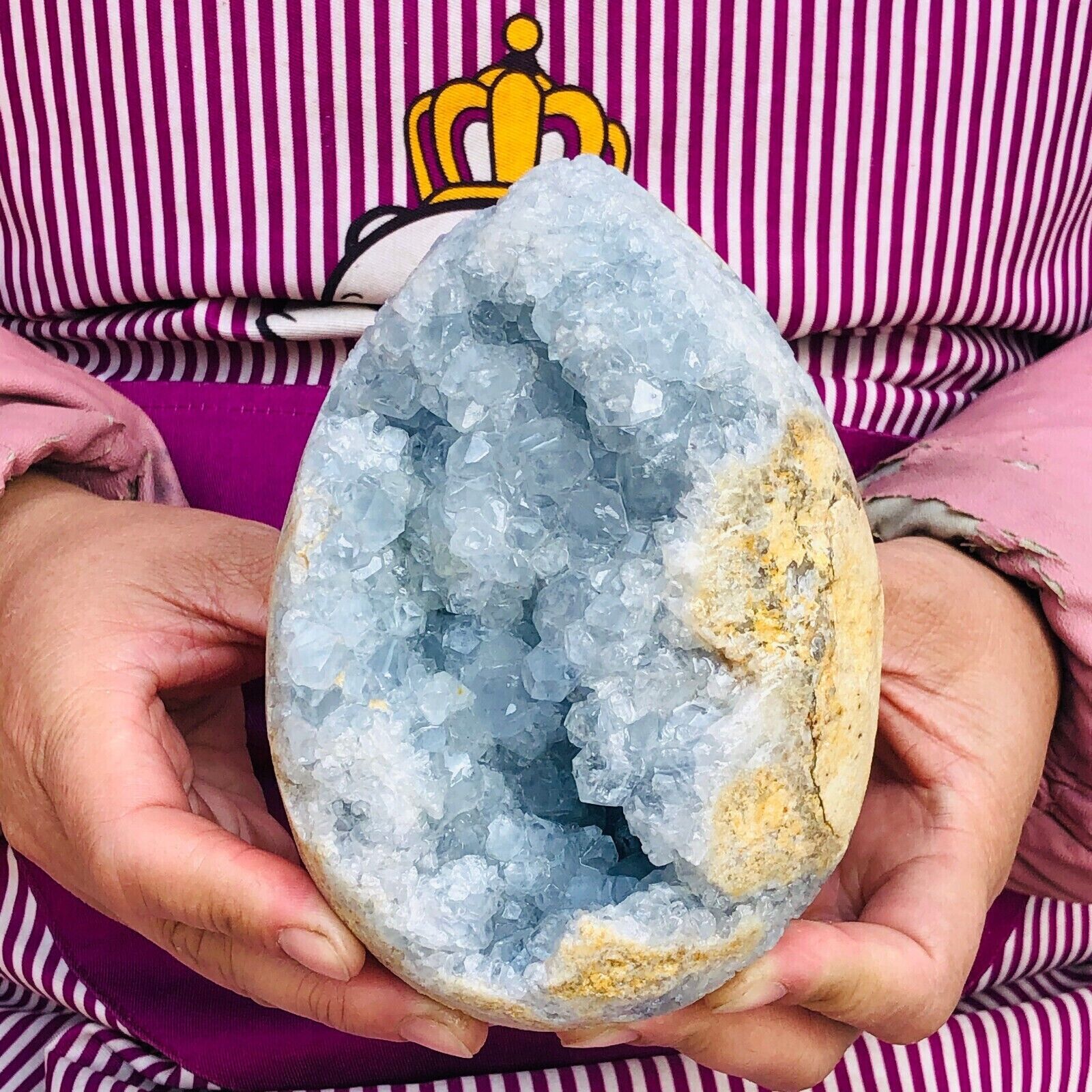 3.27 LB Natural Blue Celestite Crystal Geode Cave Mineral - Madagascar