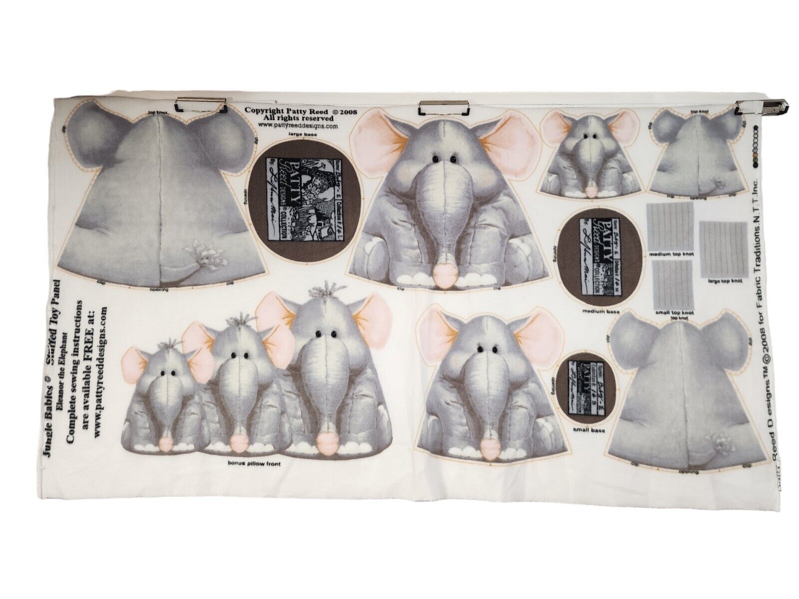 Patty Reed Designs Elephant Pillow Fleece Fabric Kit 2008 Nursery Baby Shower