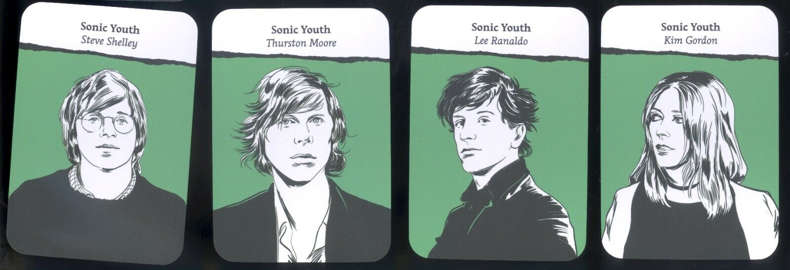 Sonic Youth Complete Card Set of 4 Mint 2018 Ranaldo Moore Shelley Kim Gordon 