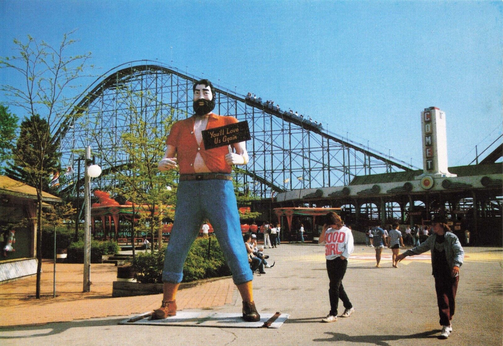 Postcard Canada Ontario Crystal Beach Amusement Park Paul Bunyan Roller Coaster