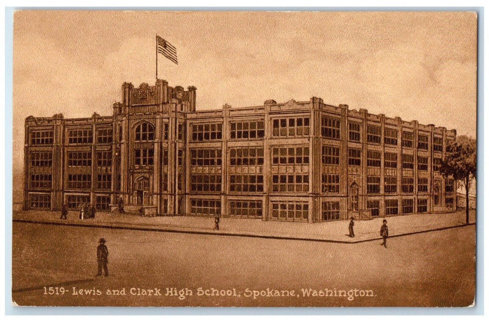 c1910 Lewis Clark High School Exterior Building Spokane Washington WA Postcard