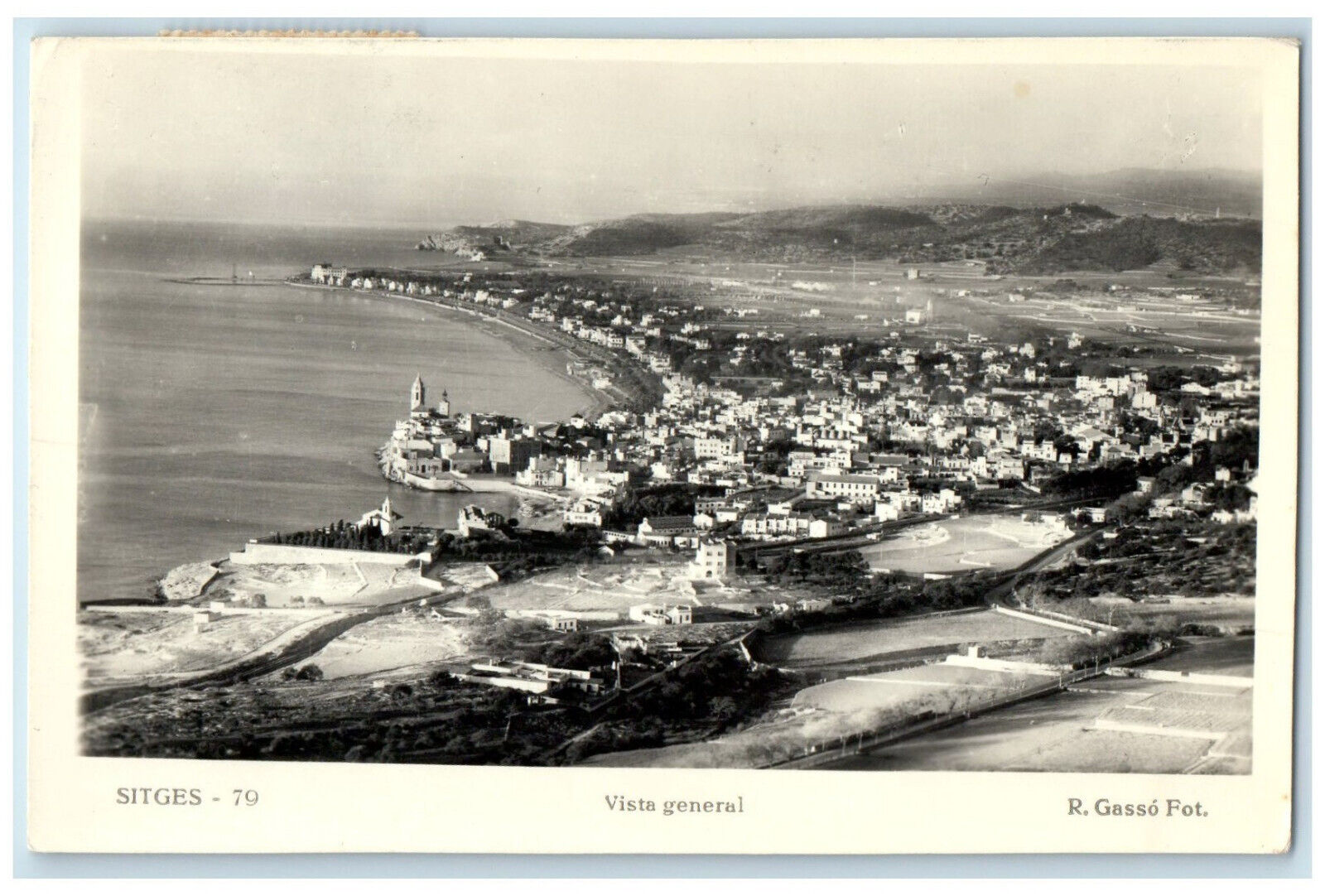 c1930\'s General View Sitges 79 Catalonia Spain Vintage RPPC Photo Postcard