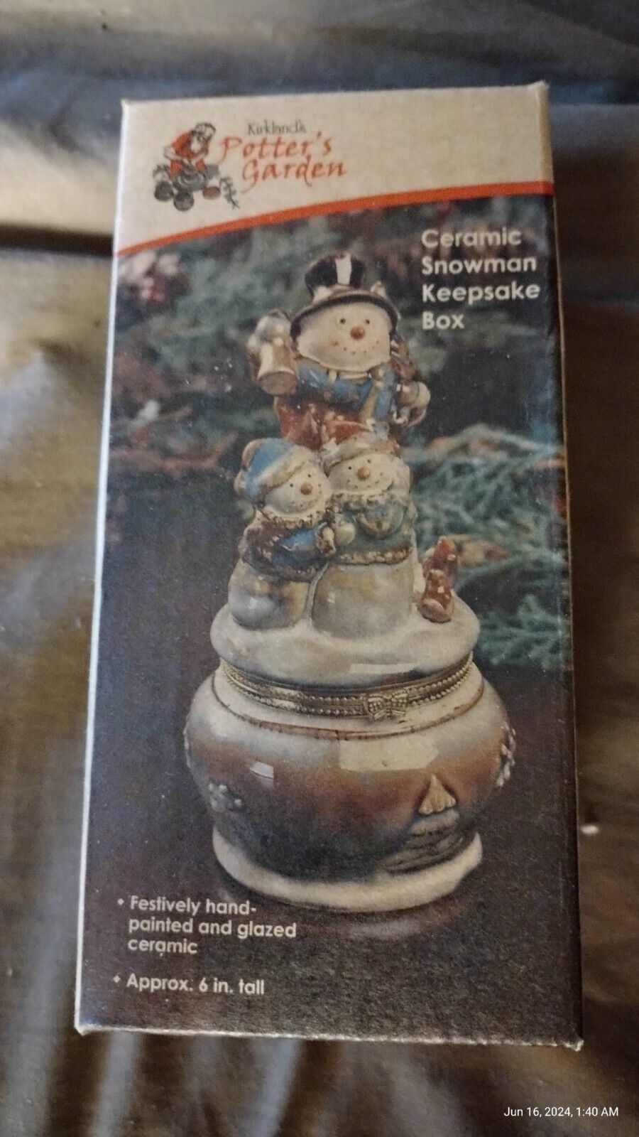 Beautiful Kirklands Ceramic Snowman Keepsake Box 6