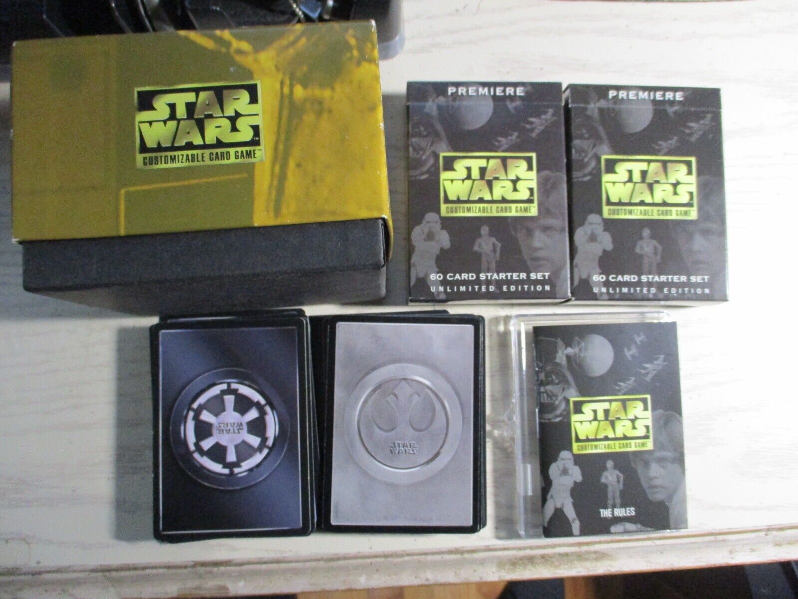 1998 Star Wars customizable card game set w/2 decks 2  Premiere Starter Sets EUC