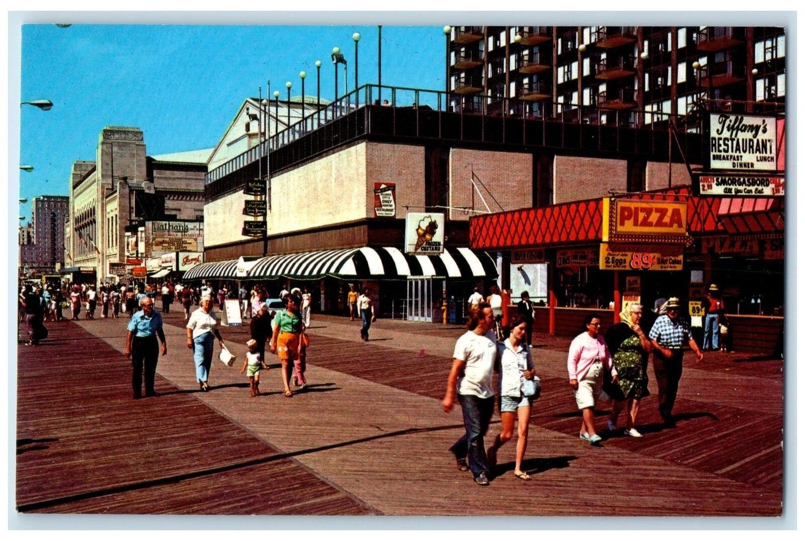 c1950's Strolling On Famous Boardwalk Hotels Atlantic City New Jersey Postcard