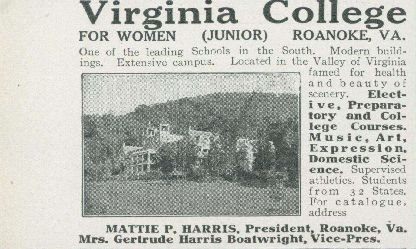 1914 Virginia College For Women Junior Roanoke VA Mattie P Harris Print Ad CO6