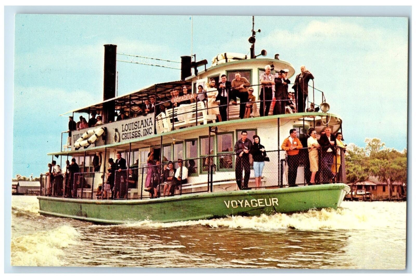 c1960s Bayou Barataria Cruise To Lafitte Louisiana LA Unposted Voyageur Postcard