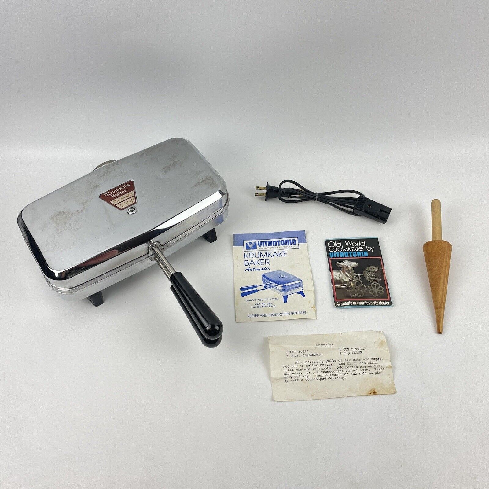 Vintage Vitantonio 350 Krumkake Baker Pizzelle Iron With Power Cord