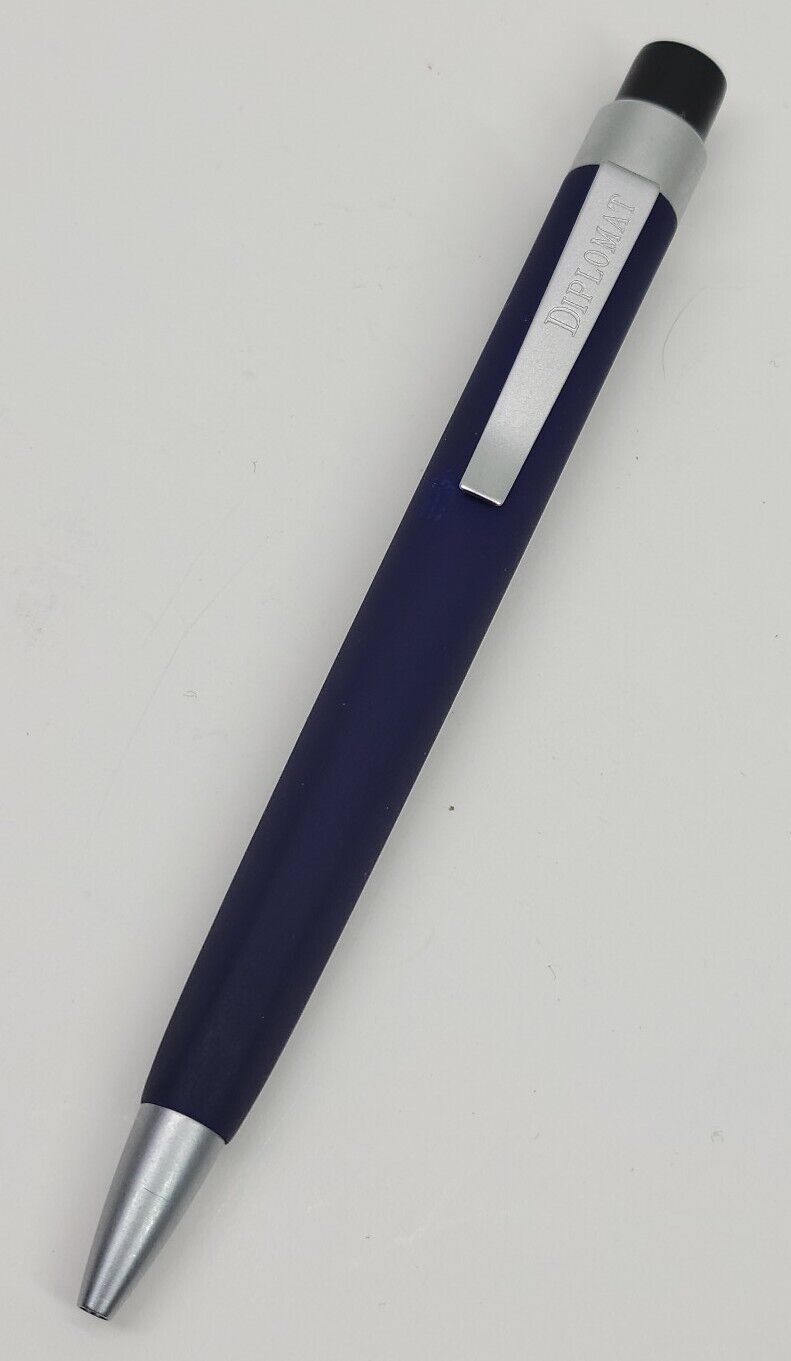 Diplomat Magnum Ballpoint Writing Pen Navy Blue & Silver Germany Bubble Tip