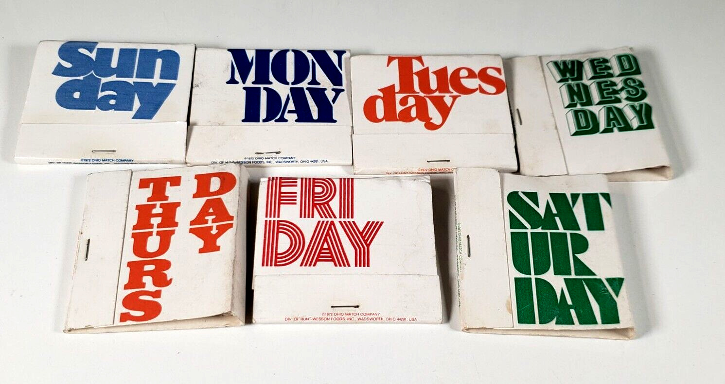 Matchbook Cover Days Of The Week 7 Days Vintage