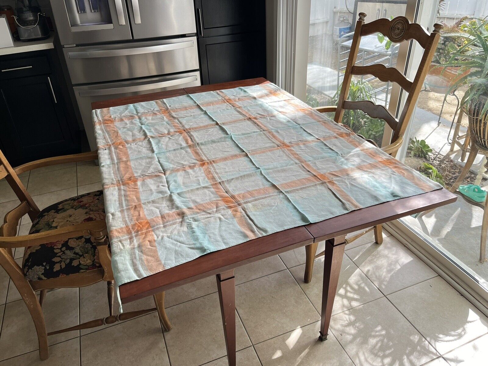 Vintage Plaid Tablecloth Pastel Easter 52 X 50” Lightweight Cotton 