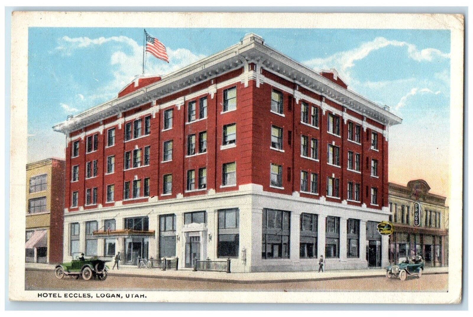 1922 Hotels Eccles Exterior View Building Logan Utah UT Vintage Antique Postcard
