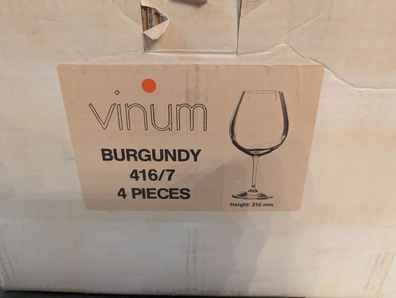 Vintage Set of 4 Riedel Vinum Burgundy Crystal Wine Glasses 416/7 (1994) -READ