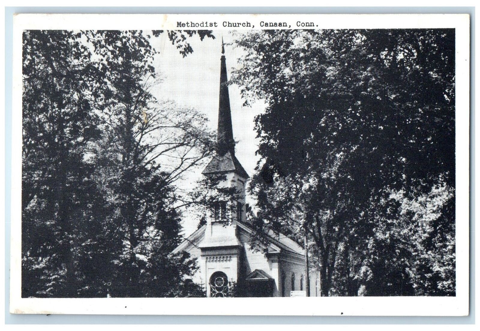 c1920's Methodist Church Building Tower Grove View Canaan Connecticut Postcard