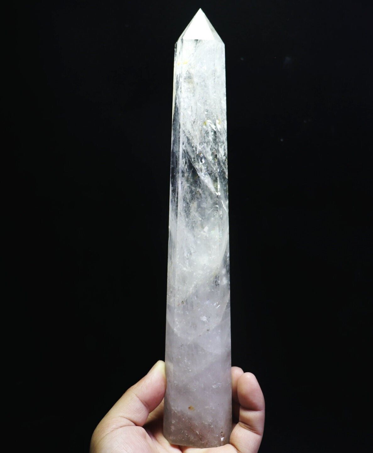 1.36lb Natural Clear Quartz Crystal Tower Obelisk Wand Point Specimen