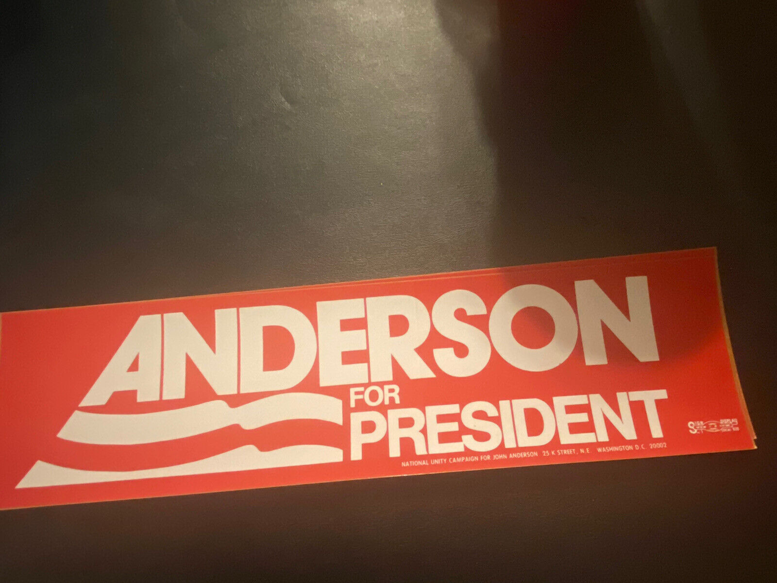 Original 1980 John Anderson Presidential Campaign Bumper Sticker