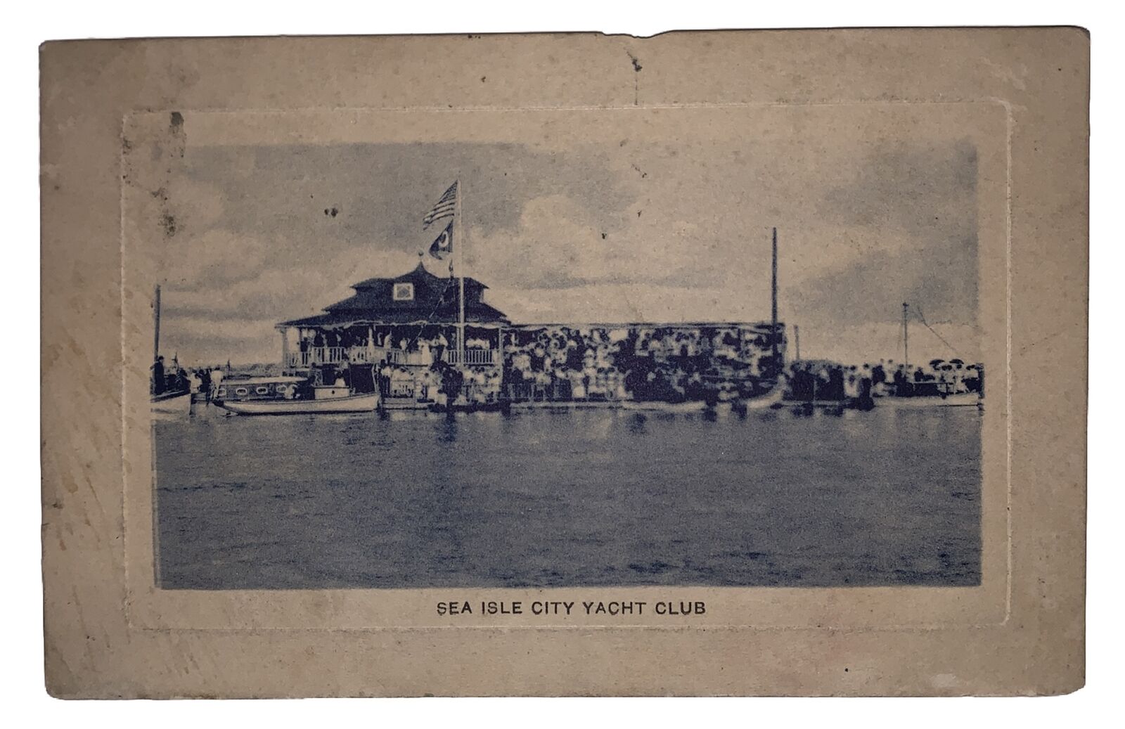 1914, ORIGINAL POSTCARD, SEA ISLE YACHT CLUB, NEW JERSEY, NJ, CAPE MAY COUNTY